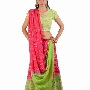 *** Bandhej Lehenga Choli Cotton Sequin NEW ***